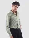 Smoky Green Stripe Button Down Collar Shirt