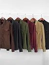 Khaki Waffle Corduroy Shacket