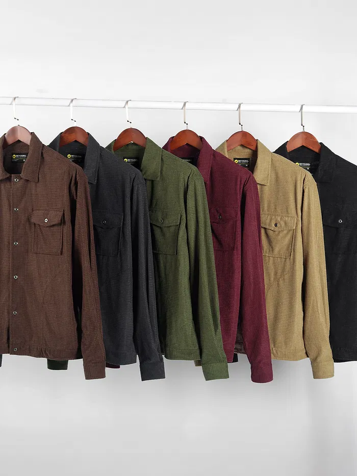 Khaki Waffle Corduroy Shacket