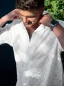 White Cutwork Jacquard Cuban Shirt