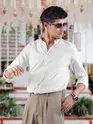 White Stripe Button Down Collar Shirt