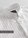 White Stripe Button Down Collar Shirt
