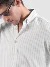 White Stripe Button Down Collar Shirt