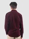 Wine Lazer Cut Stripe Textured Corduroy Shirt