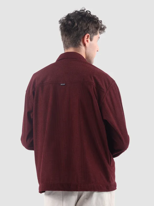 Wine Waffle Corduroy Shacket