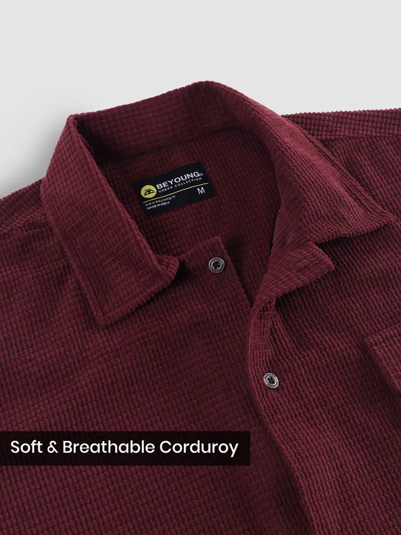 Wine Waffle Corduroy Shacket