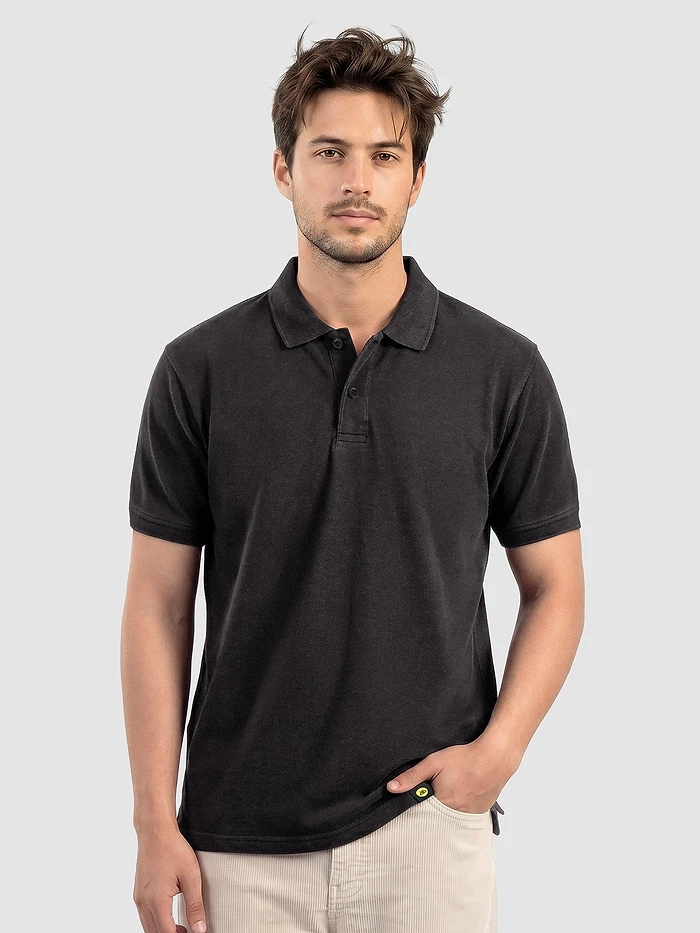 Black Acid Wash Polo T-shirt