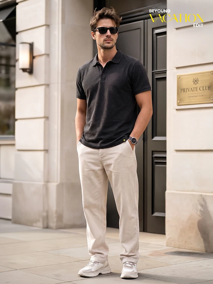 Black Acid Wash Polo T-shirt