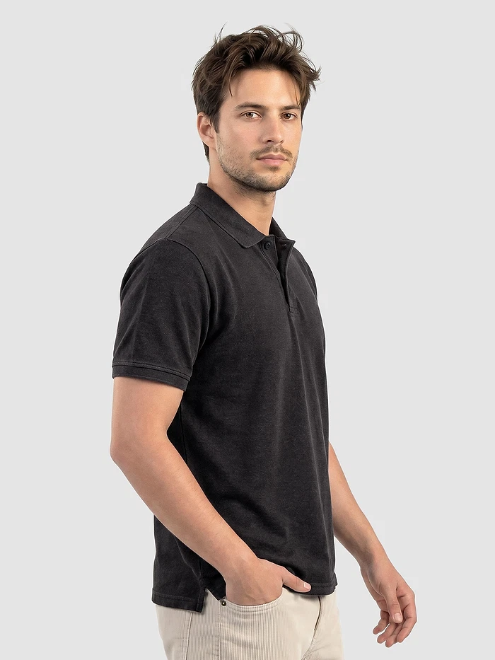 Black Acid Wash Polo T-shirt