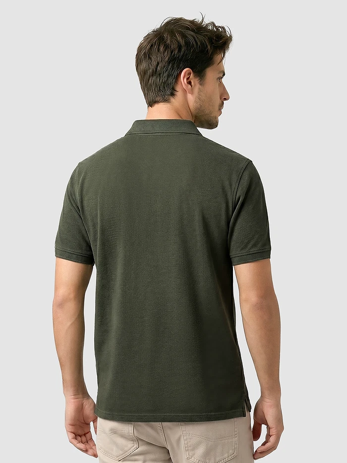 Deep Olive Acid Wash Polo T-shirt