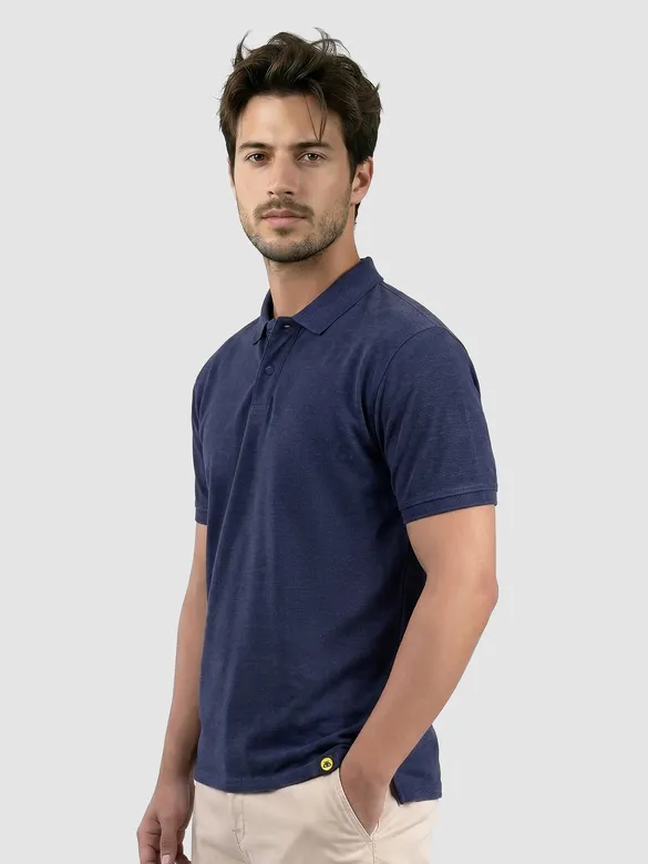 Denim Blue Acid Wash Polo T-shirt