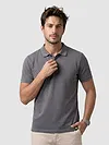 Grey Acid Wash Polo T-shirt