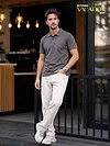 Grey Acid Wash Polo T-shirt