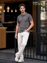 Grey Acid Wash Polo T-shirt