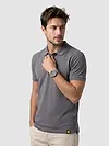 Grey Acid Wash Polo T-shirt