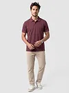 Maroon Acid Wash Polo T-shirt