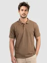 Sand Brown Acid Wash Polo T-shirt