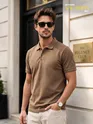 Sand Brown Acid Wash Polo T-shirt