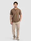 Sand Brown Acid Wash Polo T-shirt