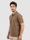 Sand Brown Acid Wash Polo T-shirt