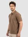 Sand Brown Acid Wash Polo T-shirt