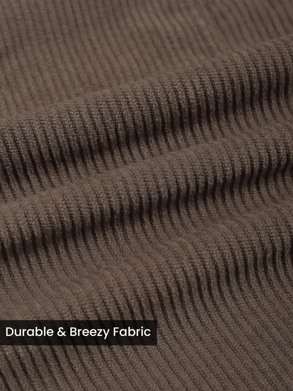 Charcoal Brown Dual Pocket Corduroy Shirt