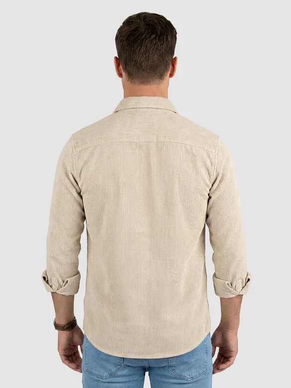 Sand Beige Dual Pocket Corduroy Shirt