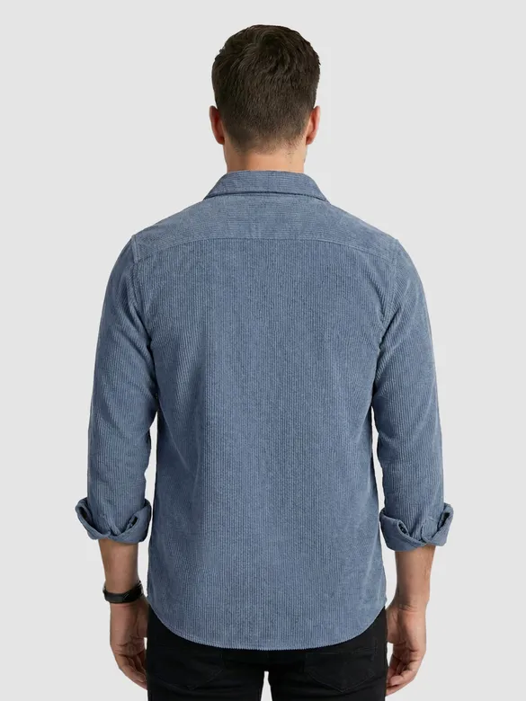 Steel Blue Dual Pocket Corduroy Shirt