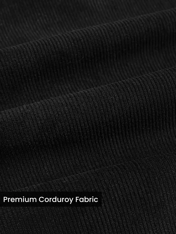 Black Solid Corduroy Shirt