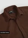 Brown Solid Corduroy Shirt