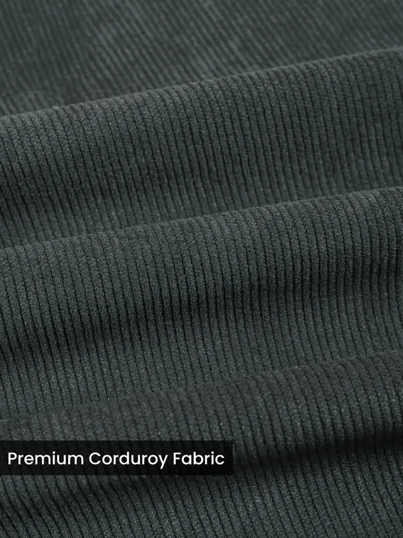 Dark Grey Solid Corduroy Shirt