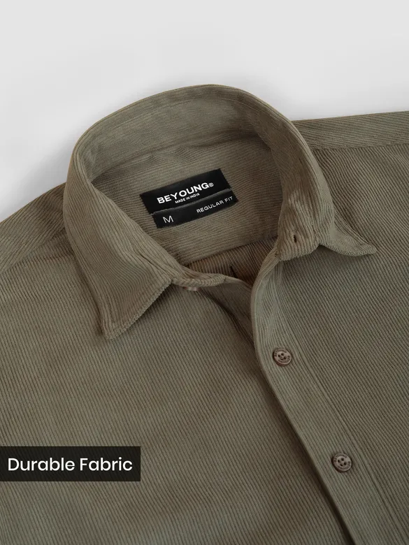 Dusty Olive Solid Corduroy Shirt