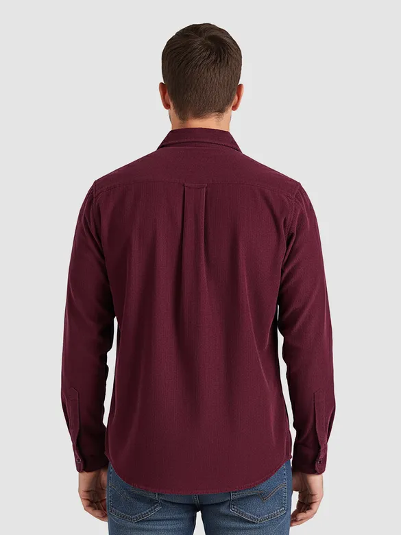 Maroon Solid Corduroy Shirt