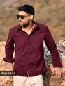 Maroon Solid Corduroy Shirt