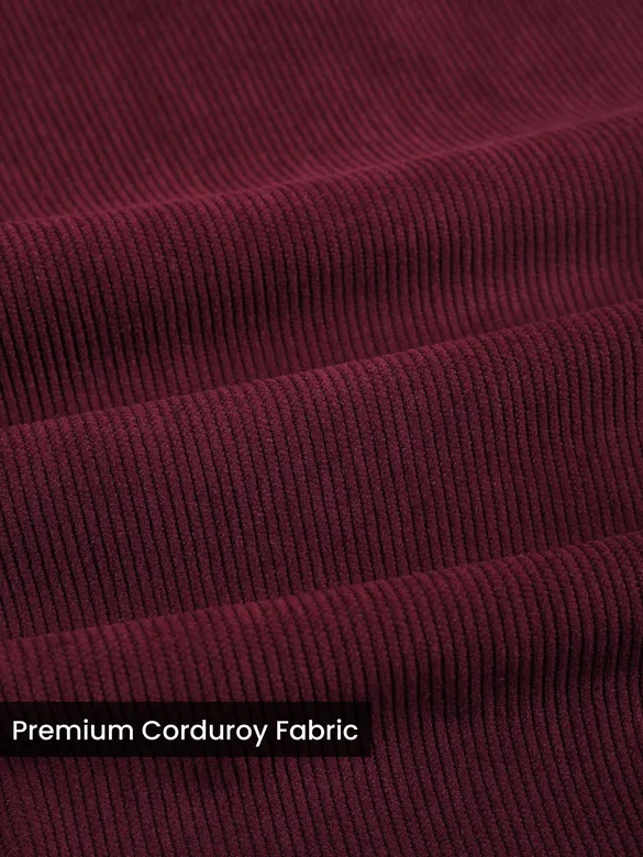 Maroon Solid Corduroy Shirt