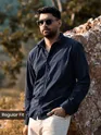 Navy Solid Corduroy Shirt