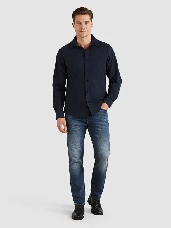 Navy Solid Corduroy Shirt