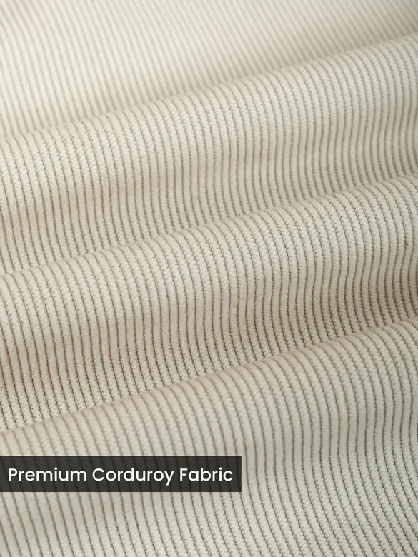 Off White Solid Corduroy Shirt