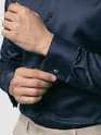 Navy Double Cuff Satin Shirt