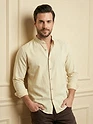 Beige Breezy Stand Collar Shirt