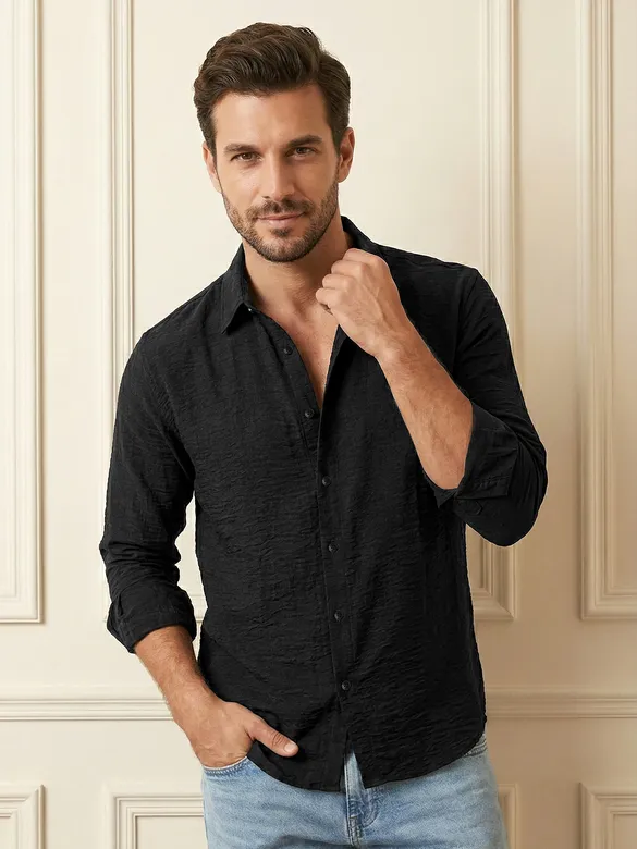 Black Crinkled Shirt