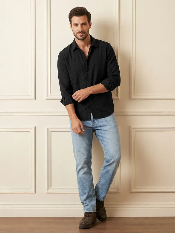 Black Crinkled Shirt