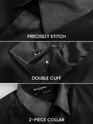 Black Double Cuff Satin Shirt