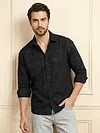 Black Fur Geometric Textured Shirt