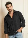 Black Fur Wave Textured Shirt