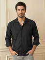 Black Jacquard Cuban Shirt
