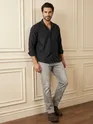 Black Jacquard Cuban Shirt
