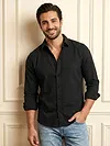 Black Jacquard Round Textured Shirt