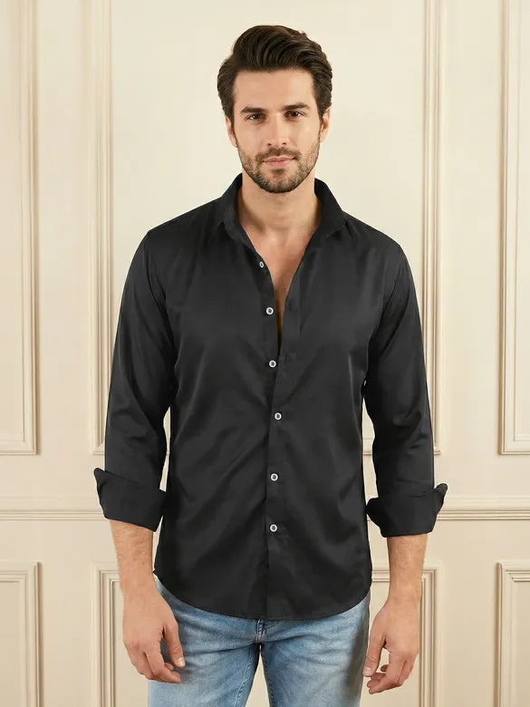 Black Smooth Fit Solid Shirt