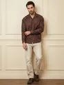 Brown Jacquard Cuban Shirt